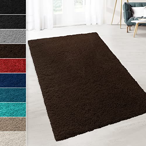 Shaggy-Teppich Prestige | Erhältlich in vielen Farben & Größen | Strapazierfähig und pflegeleicht | Flauschiger Hochflor-Teppich der Extraklasse (Braun, 70 x 130 cm) von Floordirekt