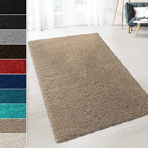 Shaggy-Teppich Prestige | Erhältlich in vielen Farben & Größen | Strapazierfähig und pflegeleicht | Flauschiger Hochflor-Teppich der Extraklasse (Sand, 200 x 200 cm) von Floordirekt