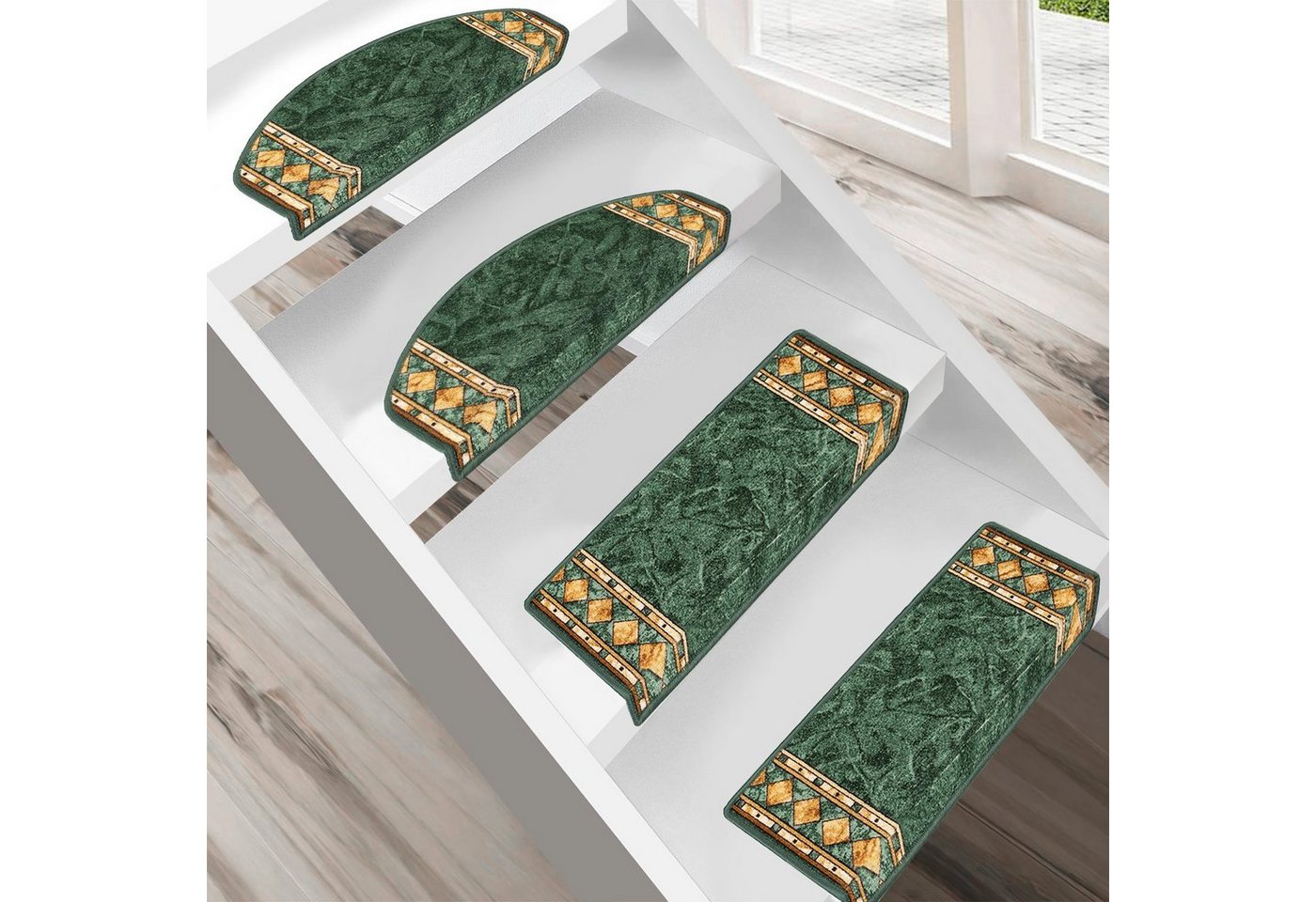 Stufenmatte Rügen, Erhältlich in vielen Farben & Größen, Treppenschutz, Floordirekt, Halbrund, Höhe: 5 mm von Floordirekt