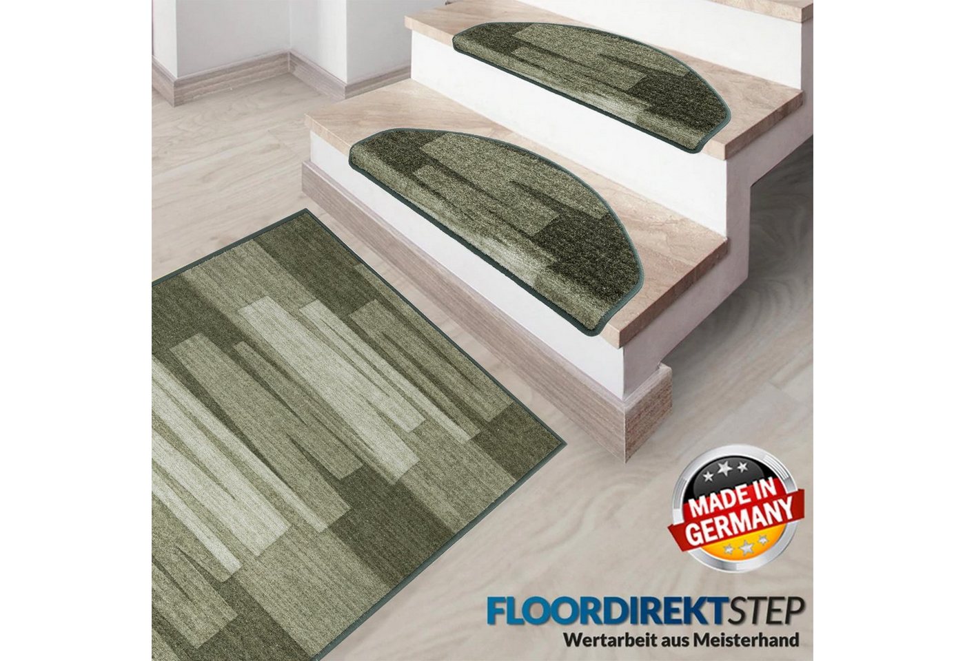 Stufenmatte Via Veneto, Erhältlich in vielen Farben & Größen, Treppenschutz, Floordirekt, Halbrund, Höhe: 8,5 mm von Floordirekt