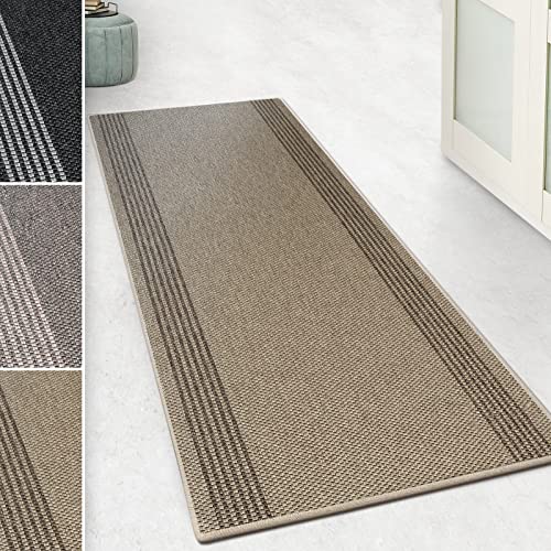 Floordirekt Teppich-Läufer Natura in Sisal-Optik | Hochwertige Verarbeitung | Tiger-Eye Struktur | Erhältlich in 3 Farben & vielen Größen | Langlebig & strapazierfähig (80 x 450 cm, Beige) von Floordirekt