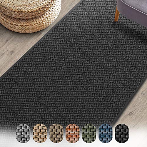 Floordirekt Teppich-Läufer Sabang 66 x 100 cm, Anthrazit - Sisaloptik - Wohnteppich oder Läufer - Langlebig & strapazierfähig von Floordirekt