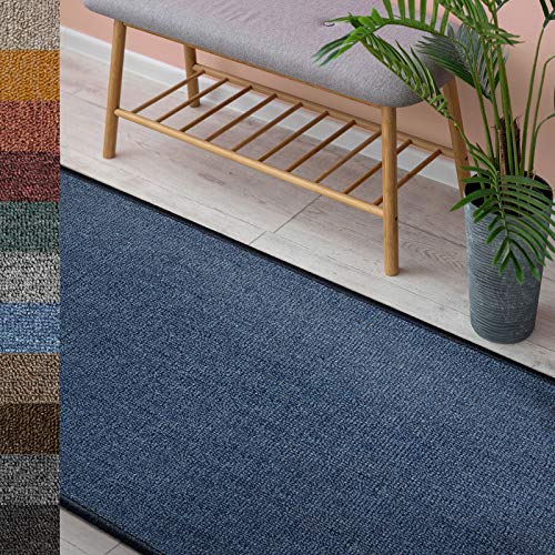 Teppich London | Wohnteppich oder Läufer für Küche, Flur und Wohnraum | Strapazierfähig & pflegeleicht | 11 Farben & viele Größen (80 x 150 cm, Dunkelblau 84) von Floordirekt