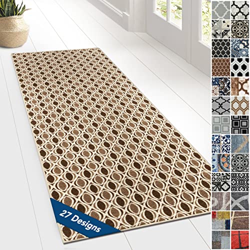 Floordirekt Teppichläufer mit Muster - maßgefertigter Feinschlingen Teppich Läufer für Küche, Flur & Wohnraum - Ornament Vintage Orient Gitter (80 x 200 cm, Cork) von Floordirekt