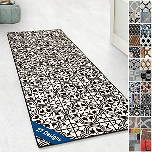 Floordirekt Teppichläufer mit Muster - maßgefertigter Feinschlingen Teppich Läufer für Küche, Flur & Wohnraum - Ornament Vintage Orient Gitter (80 x 300 cm, Galway) von Floordirekt