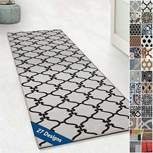 Floordirekt Teppichläufer mit Muster - maßgefertigter Feinschlingen Teppich Läufer für Küche, Flur & Wohnraum - Ornament Vintage Orient Gitter (80 x 350 cm, Drogheda) von Floordirekt