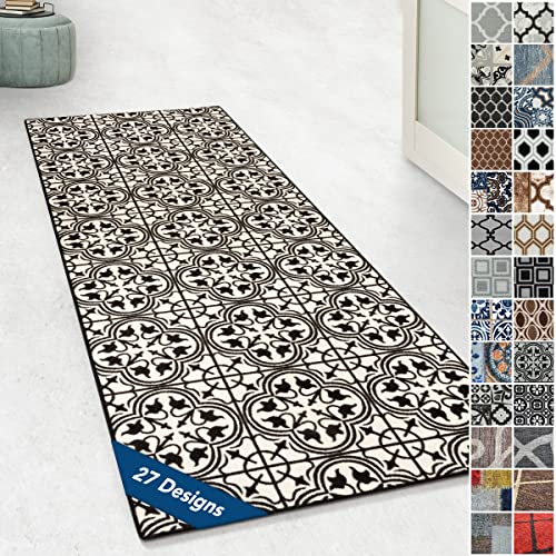 Floordirekt Teppichläufer mit Muster - maßgefertigter Feinschlingen Teppich Läufer für Küche, Flur & Wohnraum - Ornament Vintage Orient Gitter (80 x 250 cm, Galway) von Floordirekt