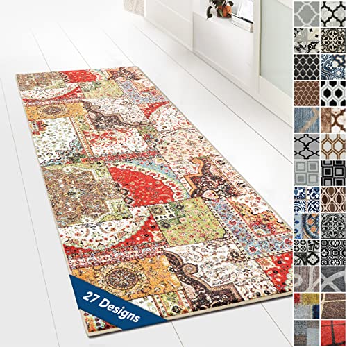 Floordirekt Teppichläufer mit Muster - maßgefertigter Feinschlingen Teppich Läufer für Küche, Flur & Wohnraum - Ornament Vintage Orient Gitter (80 x 300 cm, Tesoro) von Floordirekt
