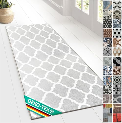 Floordirekt Teppichläufer mit Muster - maßgefertigter Feinschlingen Teppich Läufer für Küche, Flur & Wohnraum - Ornament Vintage Orient Gitter (80 x 400 cm, Navan) von Floordirekt