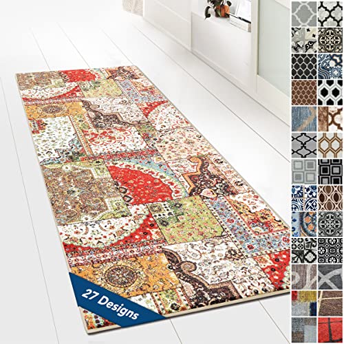 Floordirekt Teppichläufer mit Muster - maßgefertigter Feinschlingen Teppich Läufer für Küche, Flur & Wohnraum - Ornament Vintage Orient Gitter (80 x 700 cm, Tesoro) von Floordirekt