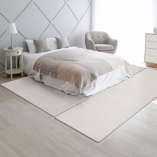 Floordirekt Velours-Bettumrandung Dynasty - Bettvorleger Teppichläufer - 3-teiliges Läufer-Set in 3 Größen (B: 80 cm | L: 1 x 300 cm + 2 x 150 cm, Creme) von Floordirekt