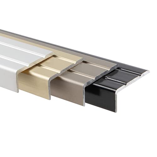 Winkelprofil 24,5 x 10 mm - Abschluss für Treppenstufen & Absätze - Vorgebohrt oder Selbstklebend - Bodenleiste aus Aluminium (Edelstahl - matt, Selbstklebend) von Floordirekt