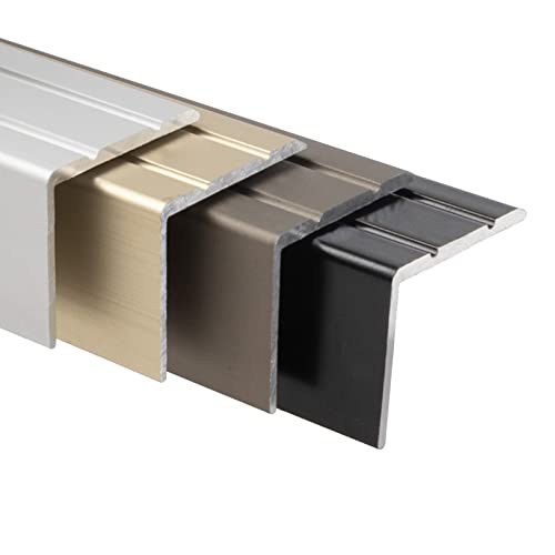 Winkelprofil 24,5 x 20 mm - Abschluss für Treppenstufen & Absätze - Vorgebohrt oder Selbstklebend - Bodenleiste aus Aluminium (Edelstahl - matt, Selbstklebend) von Floordirekt