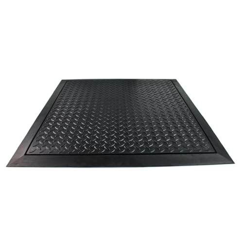 Doortex Anti-Ermüdungsmatte | Arbeitsplatzmatte "anti-fatiguemat" | 71 x 78 cm | aus 100 % Gummi | schwarz | rechteckig | mit Riffelstruktur von Floortex