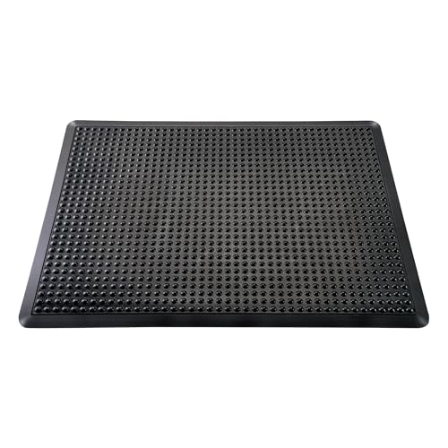 Floortex DOORTEX Anti-Ermüdungsmatte - Industrielle Anti-Ermüdungsmatte, 100% Naturkautschuk mit bis zu 70% recyceltem Inhalt, 90x120cm, rechteckig, schwarz von Floortex