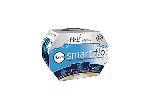 FloPro SmartFlo No Kink Komplett Gartenschlauch Set 20m Extra Lang Knickschutz Schlauchset Kein Knick Schlauchset mit Schlauchverbinder und Düse von Flopro