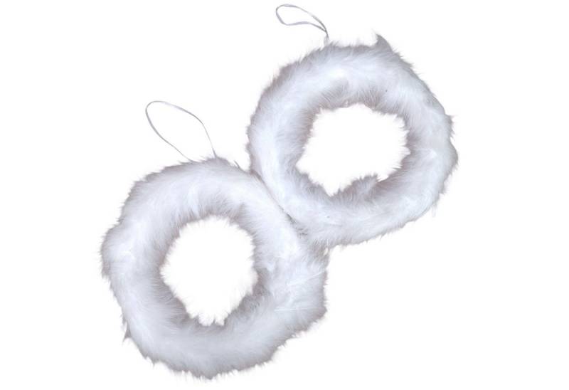 Flor & Decor Import GmbH Hängedekoration Federkranz Fluffig Weiß 23cm edle Oster-/Frühlingsdekoration, 2 St. von Flor & Decor Import GmbH