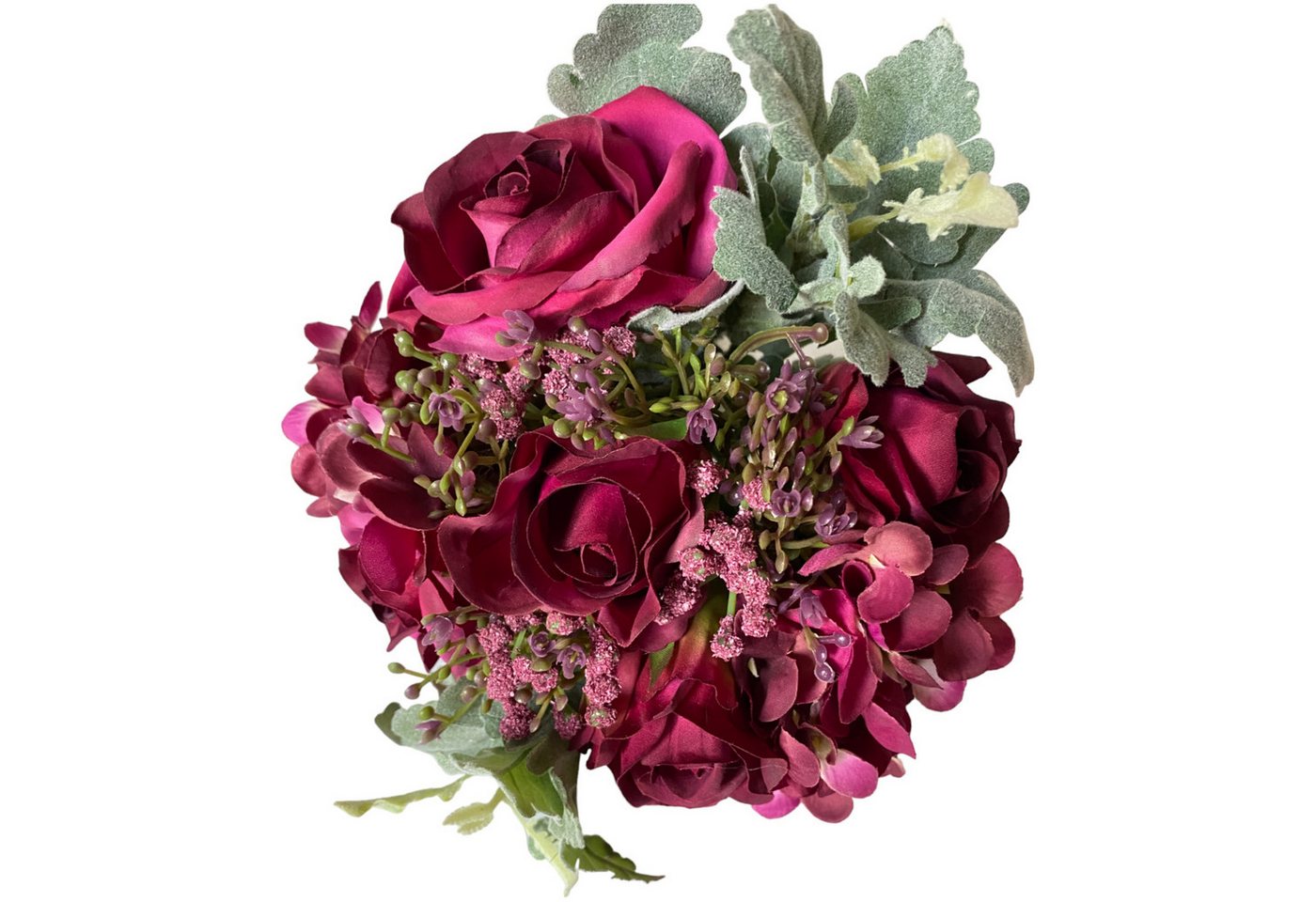 Kunstblume Braustrauß Wurfstrauß Blumenstrauß Bouquet Bordeaux Weinrot 28cm, Flor & Decor Import GmbH von Flor & Decor Import GmbH