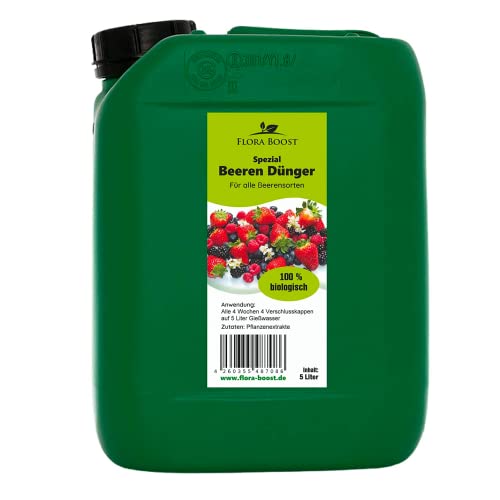 Konfitee Beeren Dünger Flora Boost 5000ml I Für bis zu 1000L Gießwasser I Obst Dünger für alle Beeren Sorten geeignet I Flüssiger Blatt- & Wurzeldünger I 100% natürlicher Pflanzendünger von Flora Boost