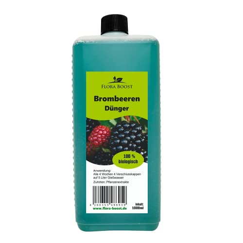 Konfitee Brombeeren Dünger Flora Boost 1000ml I Für bis zu 200L Gießwasser I Obst- & Beerendünger für Brombeeren I Flüssiger Blatt- & Wurzeldünger I 100% natürlicher Pflanzendünger von Flora Boost