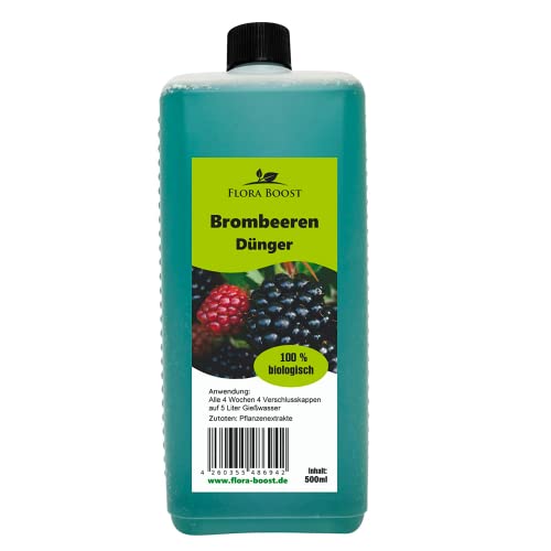 Konfitee Brombeeren Dünger Flora Boost 500ml I Für bis zu 100L Gießwasser I Obst- & Beerendünger für Brombeeren I Flüssiger Blatt- & Wurzeldünger I 100% natürlicher Pflanzendünger von Flora Boost