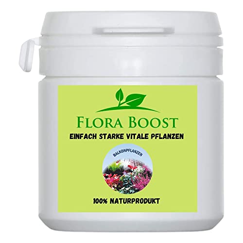 Flora Boost Balkonpflanzen Dünger Flora Boost 100g I Für bis zu 100L Gießwasser I Dünger in Pulverform I Für alle Balkon- & Kübelpflanzen I Blatt- & Wurzeldünger I 100% natürlicher Pflanzendünger von Flora Boost