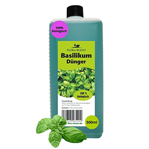 Flora Boost Konfitee Basilikum Dünger 500ml I Für bis zu 100L Gießwasser I Für Freiland- & getopften Basilikum I Flüssiger Blatt- & Wurzeldünger I 100% natürlicher Pflanzendünger von Flora Boost