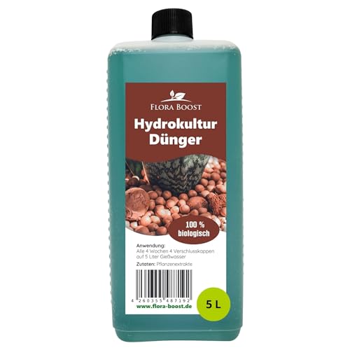 Konfitee Hydrokultur Dünger Flora Boost 5000ml I Für bis zu 1000L Gießwasser I Für alle Hydrokultur Sorten I Flüssiger Blatt- & Wurzeldünger I 100% natürlicher Pflanzendünger von Flora Boost