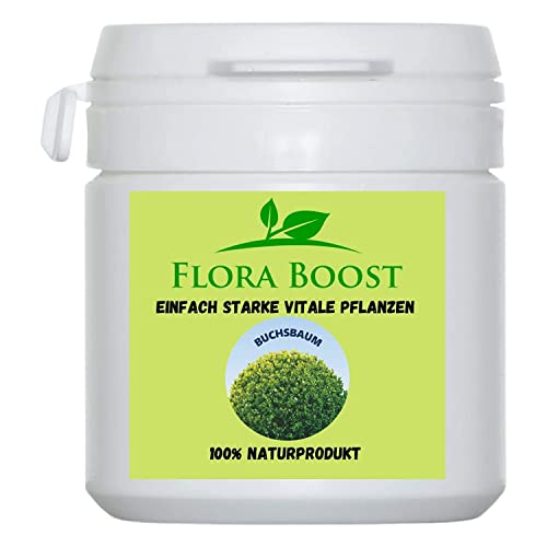 Flora Boost Buchsbaum Dünger Flora Boost 100g I Für bis zu 100L Gießwasser I Dünger in Pulverform I Mit Sofort- & Langzeitwirkung I Blatt- & Wurzeldünger I 100% natürlicher Pflanzendünger von Flora Boost