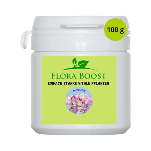 Konfitee Orchideen Dünger Flora Boost 100g I Pflanzenstärkungsmittel in Pulverform I Zur Belebung & Kräftigung I Ergiebiger Blatt- & Wurzeldünger I 100% natürlicher Pflanzendünger von Flora Boost