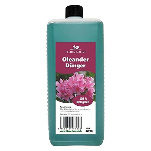 Konfitee Oleander Dünger Flora Boost 500ml I Für bis zu 100L Gießwasser I Dünger für Oleander & mediterrane Pflanzen I Flüssiger Blatt- & Wurzeldünger I 100% natürlicher Pflanzendünger von Flora Boost