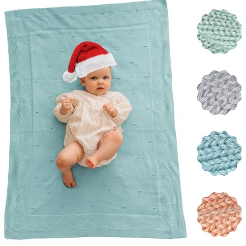 Babydecke Baumwolle (Bio) Mädchen + Junge (75x100 cm), GOTS + OEKO-TEX: Schadstofffrei + Sicher | Baby Decke für Baby Erstausstattung Neugeborene | Erstlingsdecke Sommer & Winter Kuscheldecke (Blau) von Flora Furora