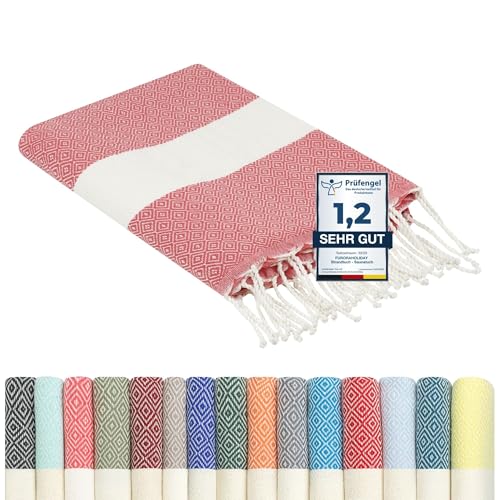 furora Holiday Strandtuch groß 100x200 cm: Baumwolle, leicht lang dünn kompakt - Premium Qualität | Hamamtuch Saunatuch, Fouta Strandhandtuch XXL | Damen & Herren Badetuch Stranddecke Picknickdecke von Flora Furora