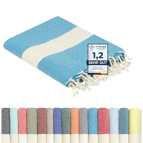 furora Holiday Strandtuch groß 100x200 cm: Baumwolle, leicht lang dünn kompakt - Premium Qualität | Hamamtuch Saunatuch, Fouta Strandhandtuch XXL | Damen & Herren Badetuch Stranddecke Picknickdecke von Flora Furora