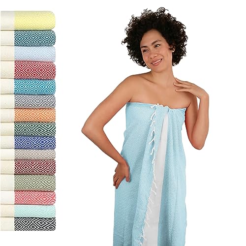 Saunahandtuch Saunatuch Damen + Herren, Hamamtuch groß 100x200 XXL: lang, platzsparend, leicht | Sauna Handtuch, Wellness Spa Tuch, Saunakilt Zubehör | Fouta Hamam Badetuch groß 100x200 cm von Flora Furora