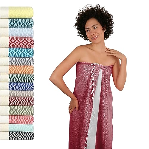 Saunahandtuch Saunatuch Damen + Herren, Hamamtuch groß 100x200 XXL: lang, platzsparend, leicht | Sauna Handtuch, Wellness Spa Tuch, Saunakilt Zubehör | Fouta Hamam Badetuch groß 100x200 cm von Flora Furora