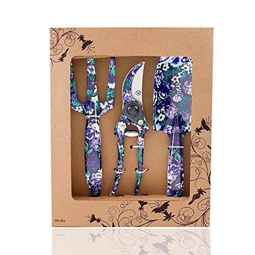 FLORA GUARD Gartengeräte Gartenwerkzeug Set, 3 Piece Aluminum Garden Tool Set as Trowel,Cultivator, Schnitt Schere, Geschenk-Set für Gartenbedarf von FLORA GUARD