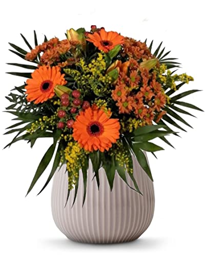 echter Blumenstrauß aus frischen Schnittblumen mit Grußkarte - Flora Trans (Orange Gelb) von Flora Trans