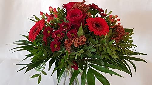 Blumenstrauß verschicken mit Grußkarte und roten Rosen von Flora Trans von Flora Trans