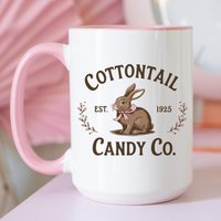 Vintage Häschen Tasse Zuckerwatten Co Becher, Ostermorgen Kaffee Süsser Pinker Retro Tierliebhaber Geschenke Im Farmhaus Stil von FloraHappiness