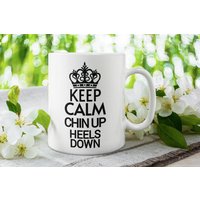 Chin Up Heels Becher, Pferdeliebhaber Tasse, Kaffeetasse Reiter Kaffeetasse, Keep Calm & Chin Geschenk Tassen von FloraLoveGiftStore