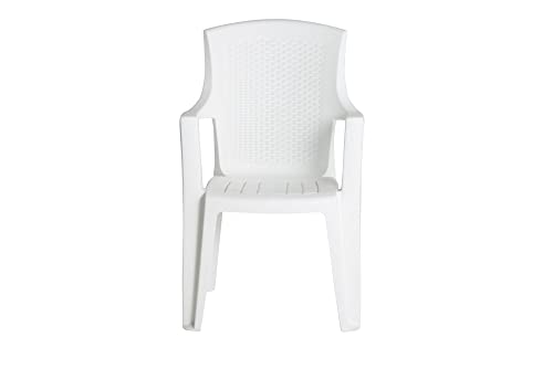 FloraSun® Stapelsessel Eden, Rücken in Geflechtoptik, 62 x 60 x 89 cm, wetterfester Kunststoff Gartenstuhl weiß von FloraSun