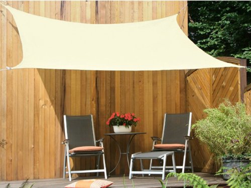 Floracord 06-77-36-00 HDPE Vierecksonnensegel 3,6 x 3,6 m weizen Wind- und wasserdurchlässig inklusive Zubehör mit dauerelastischen Spanngurten, Beige von Floracord