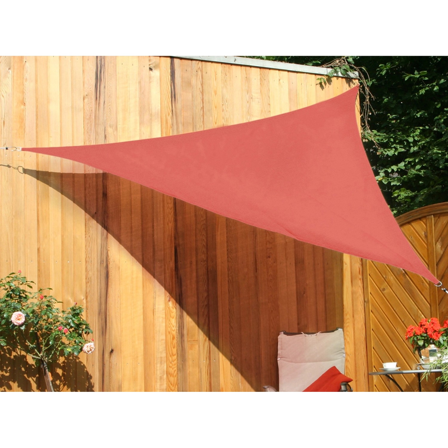 Floracord Dreiecksonnensegel HDPE Terracotta 300 cm x 300 cm x 300 cm von Floracord