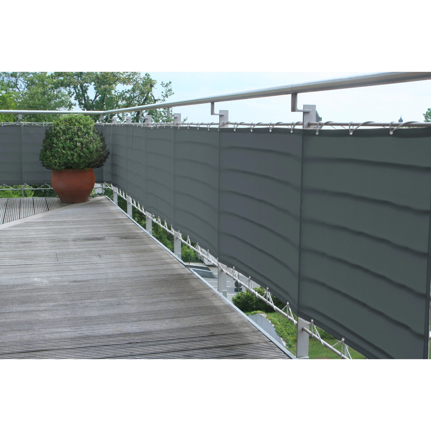 Polyester Balkonumrandung 75 x 500 cm Anthrazit Polyester Balkonumrandung 75 x 500 cm Anthrazit von Floracord