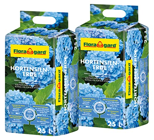 Floragard Hortensienerde blau 2x20 L - zum Pflanzen und Umtopfen - für Beet- und Kübelbepflanzung - für Blaue Hortensien von Floragard