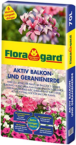 Floragard Aktiv Balkon und Geranienerde 70 Liter - mit 6 Monate Langzeitdünger - für alle Balkonpflanzen von Floragard