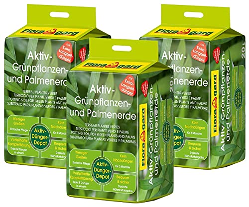 Floragard Aktiv Grünpflanzen & Palmenerde, 60L (3x20L) von Floragard