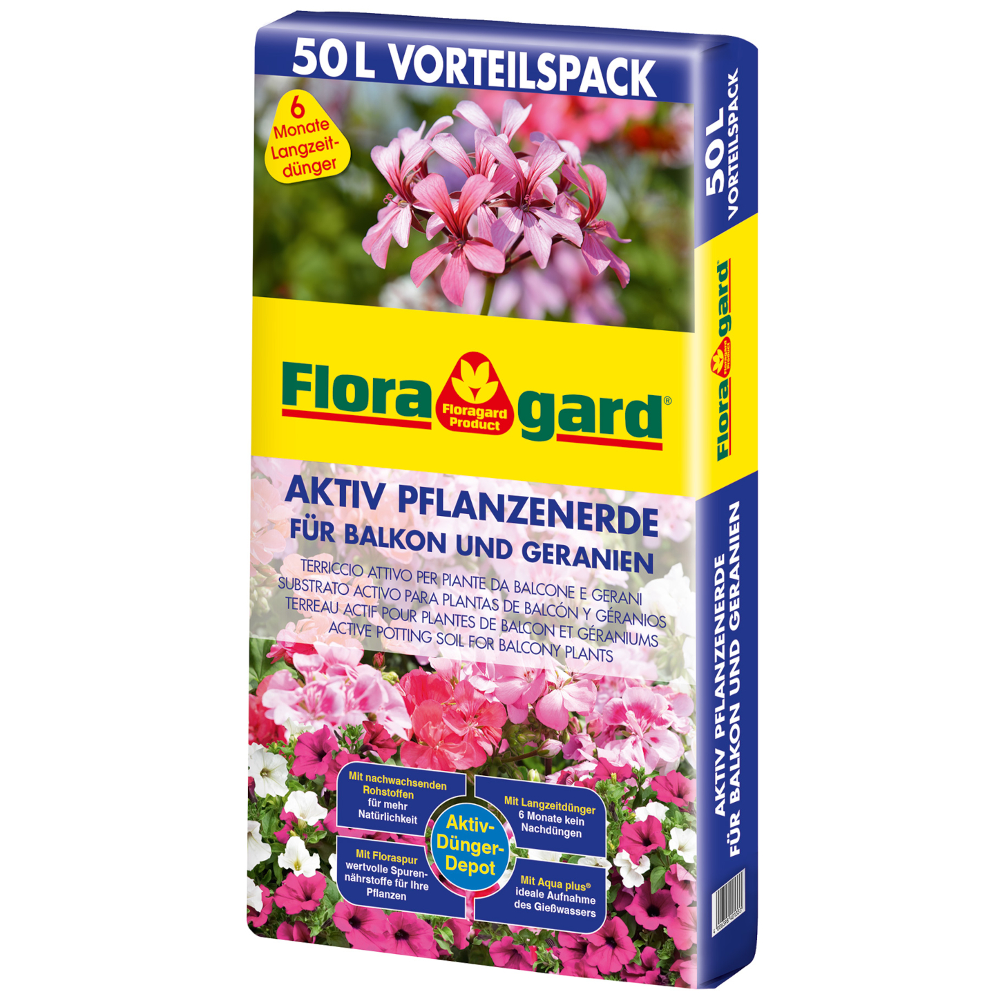 Floragard Aktiv Pflanzenerde für Balkon und Geranien 1x50 L von Floragard