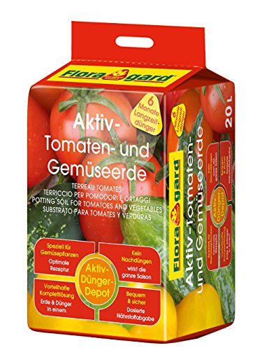 Floragard Aktiv-Tomaten-und Gemüseerde 20 Liter Blumenerde, erdfarben von Floragard